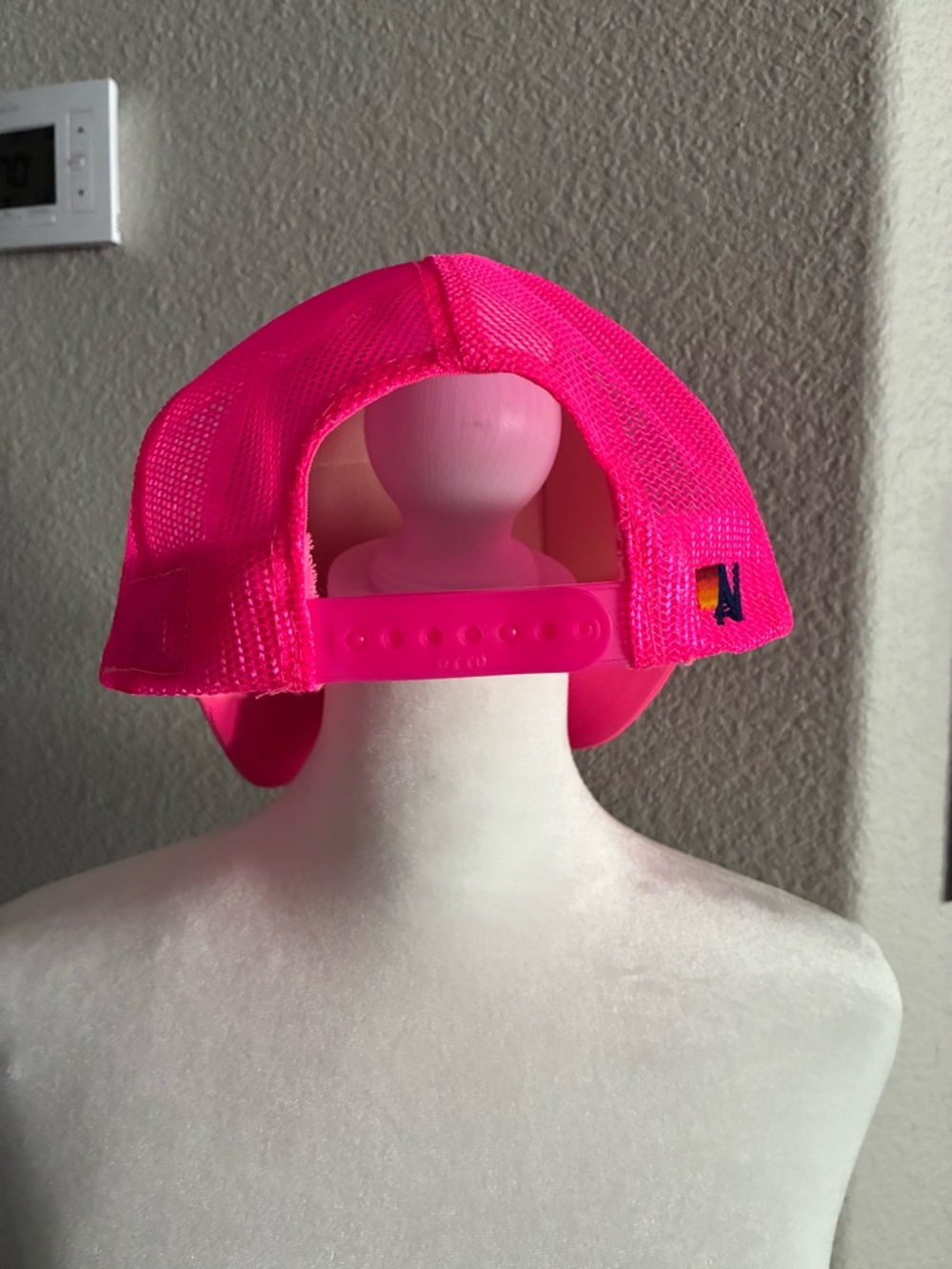 Aviator Nation Neon Pink Trucker Hat with Sunset Patch - Picture 6 of 8